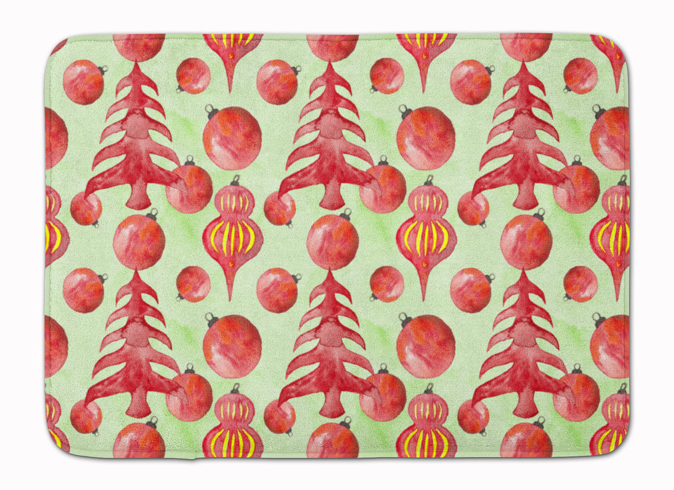 Red Christmas Tree and Ornaments Machine Washable Memory Foam Mat BB7483RUG - the-store.com