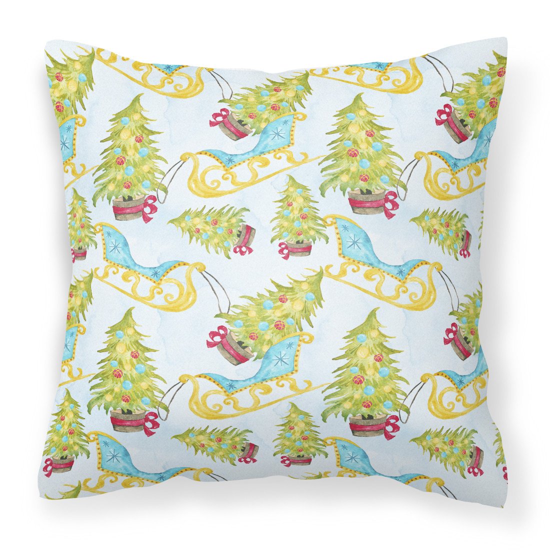 Christmas Tree and Sleigh Fabric Decorative Pillow BB7486PW1818 by Caroline&#39;s Treasures