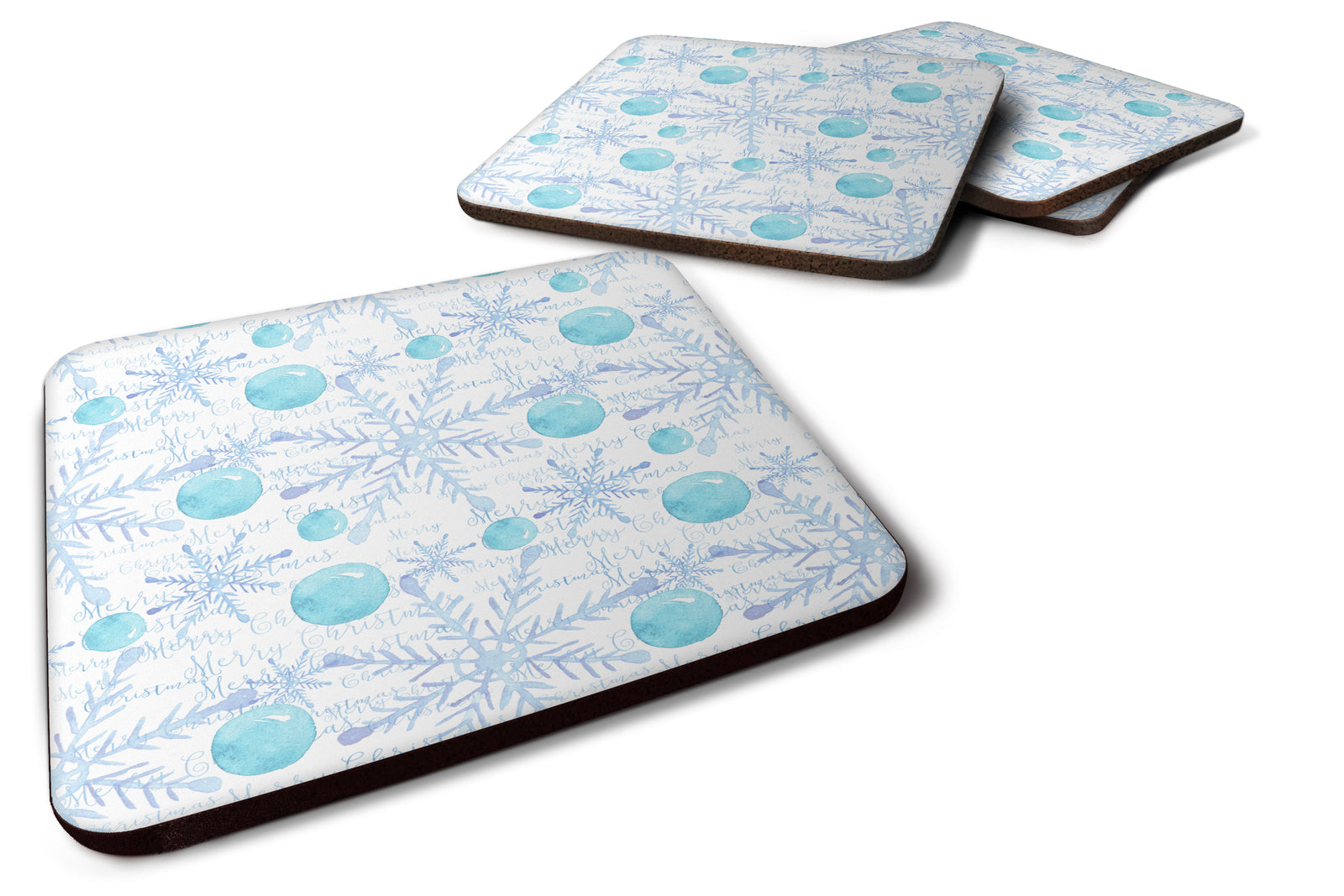 Winter Snowflakes on White Foam Coaster Set of 4 BB7487FC - the-store.com