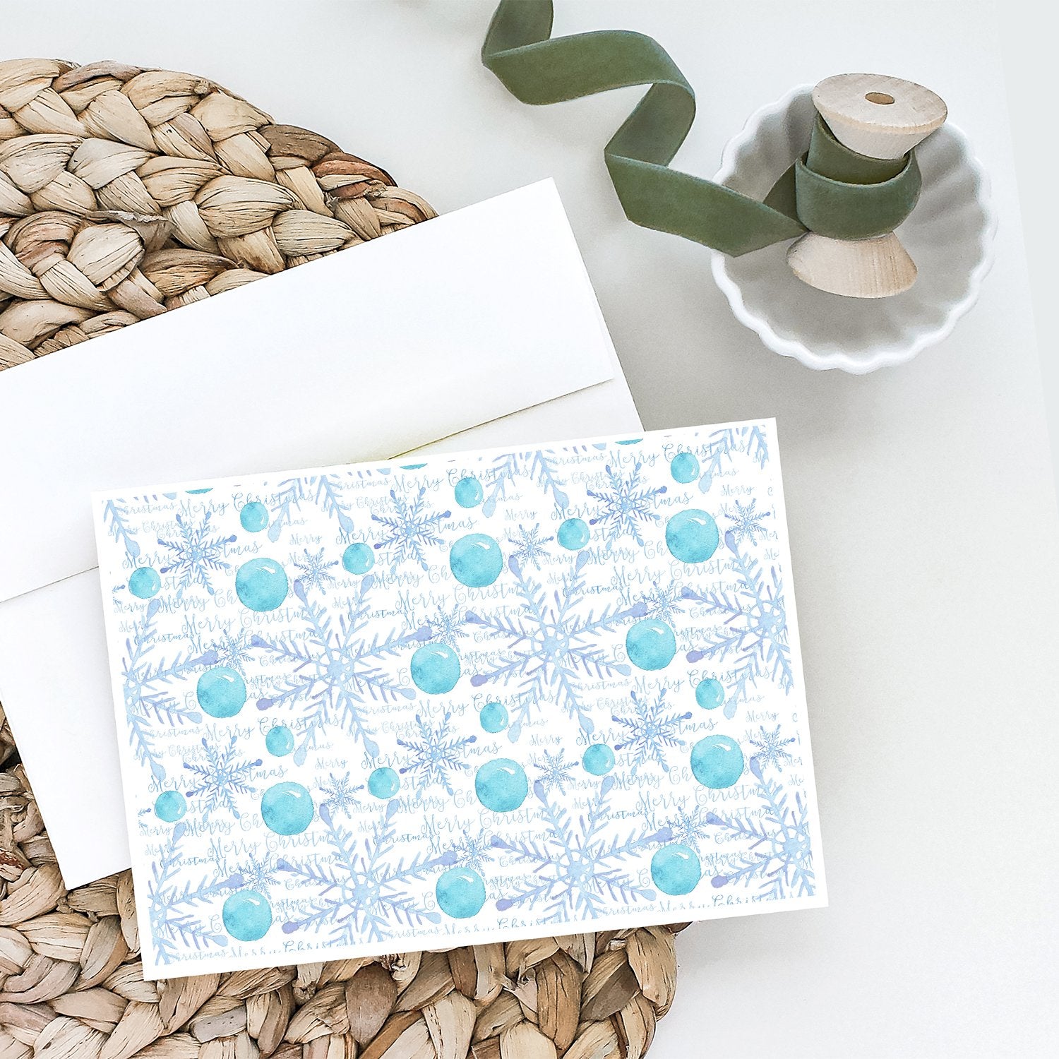 Winter Snowflakes on White Greeting Cards and Envelopes Pack of 8 - the-store.com