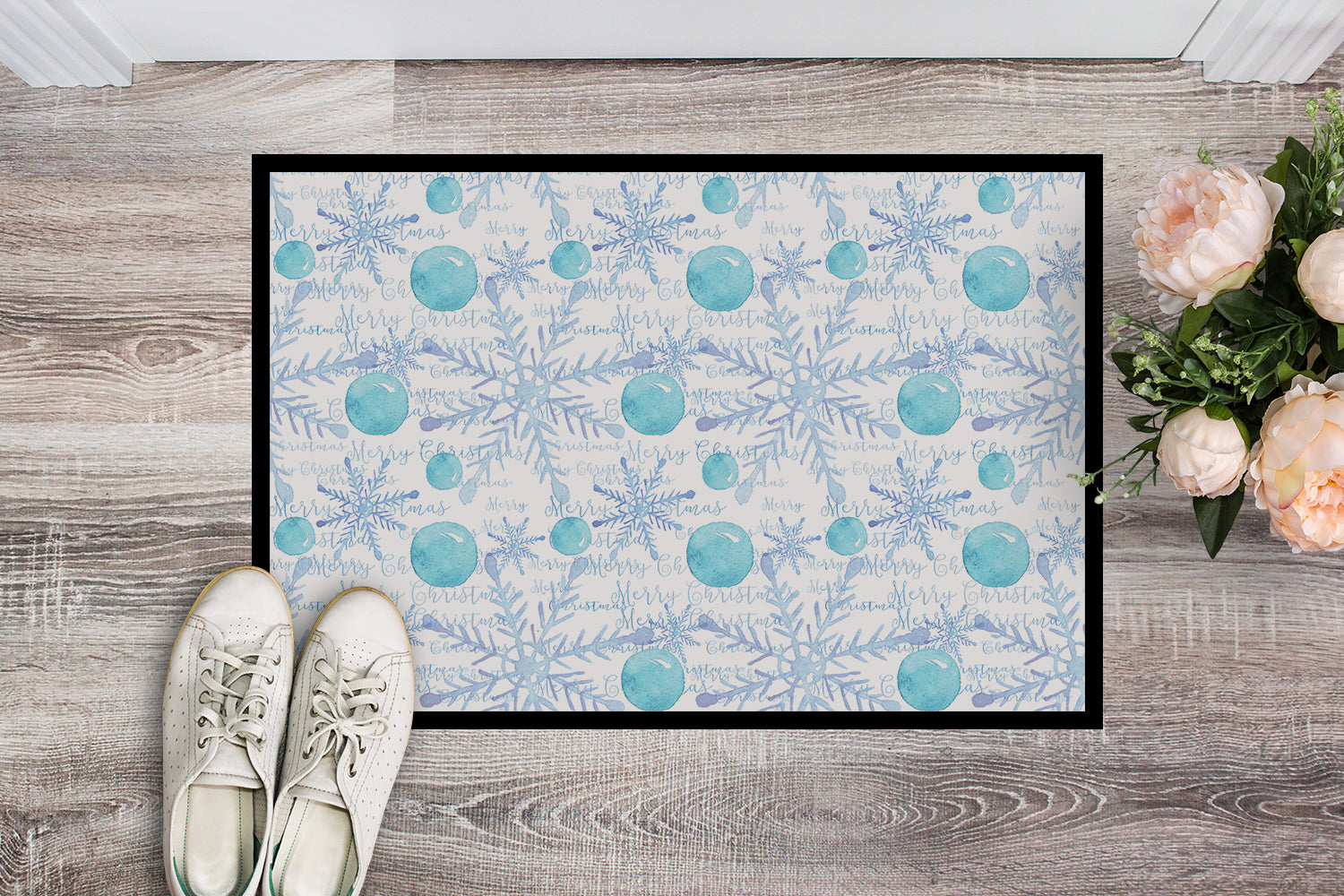 Winter Snowflakes on White Indoor or Outdoor Mat 18x27 BB7487MAT - the-store.com