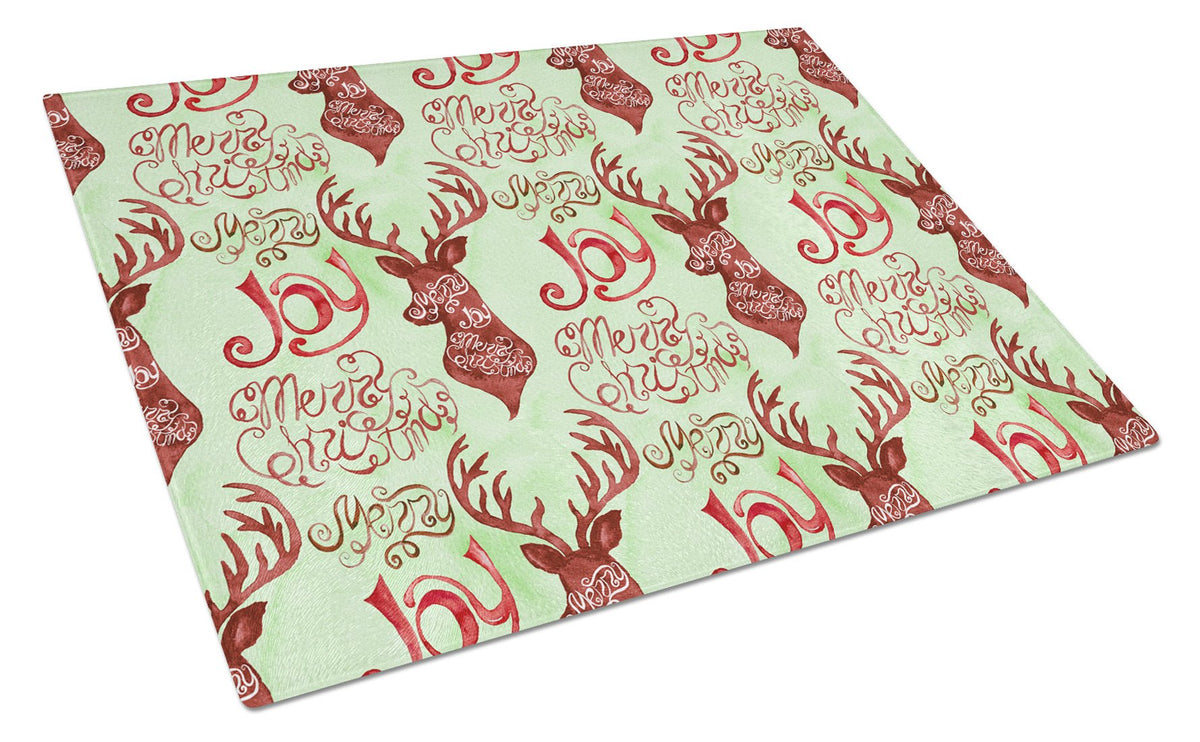 Merry Christmas Joy Reindeer Glass Cutting Board Large BB7488LCB by Caroline&#39;s Treasures