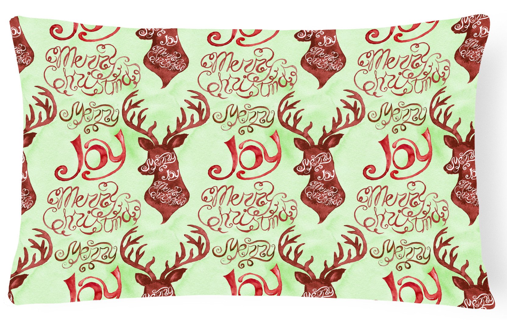 Merry Christmas Joy Reindeer Canvas Fabric Decorative Pillow BB7488PW1216 by Caroline's Treasures