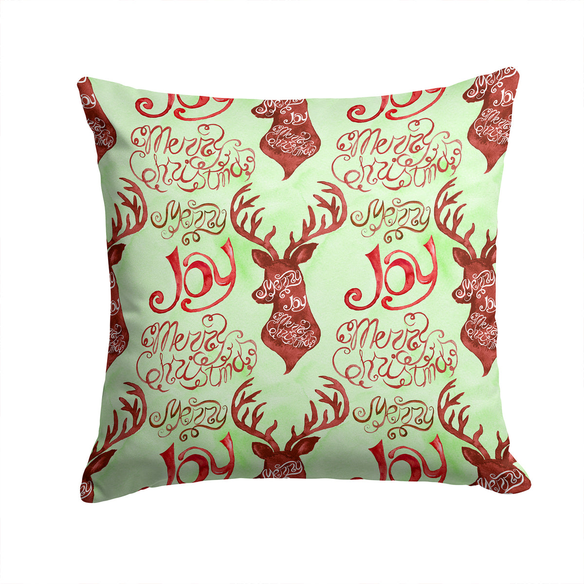 Merry Christmas Joy Reindeer Fabric Decorative Pillow BB7488PW1414 - the-store.com