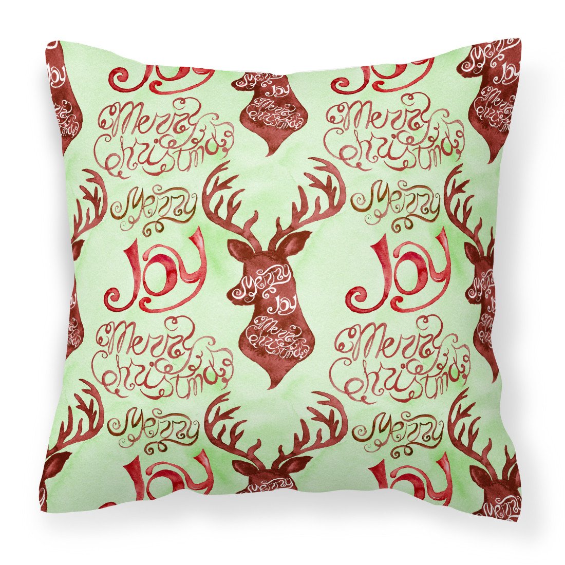 Merry Christmas Joy Reindeer Fabric Decorative Pillow BB7488PW1818 by Caroline's Treasures
