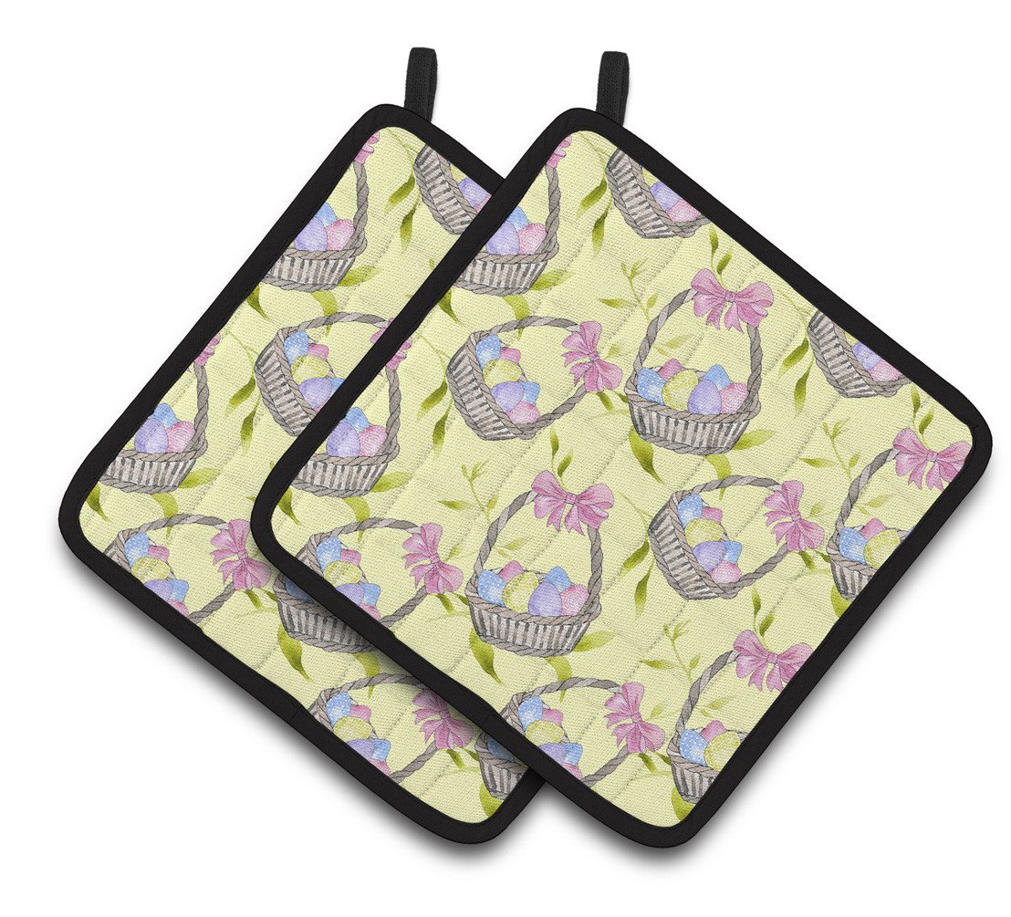 Easter Basket and Eggs Pair of Pot Holders BB7490PTHD by Caroline&#39;s Treasures