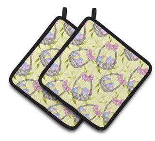 Easter Basket and Eggs Pair of Pot Holders BB7490PTHD