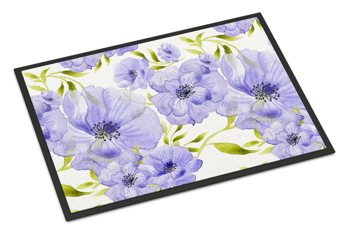 Watercolor Blue Flowers Indoor or Outdoor Mat 24x36 BB7491JMAT by Caroline&#39;s Treasures