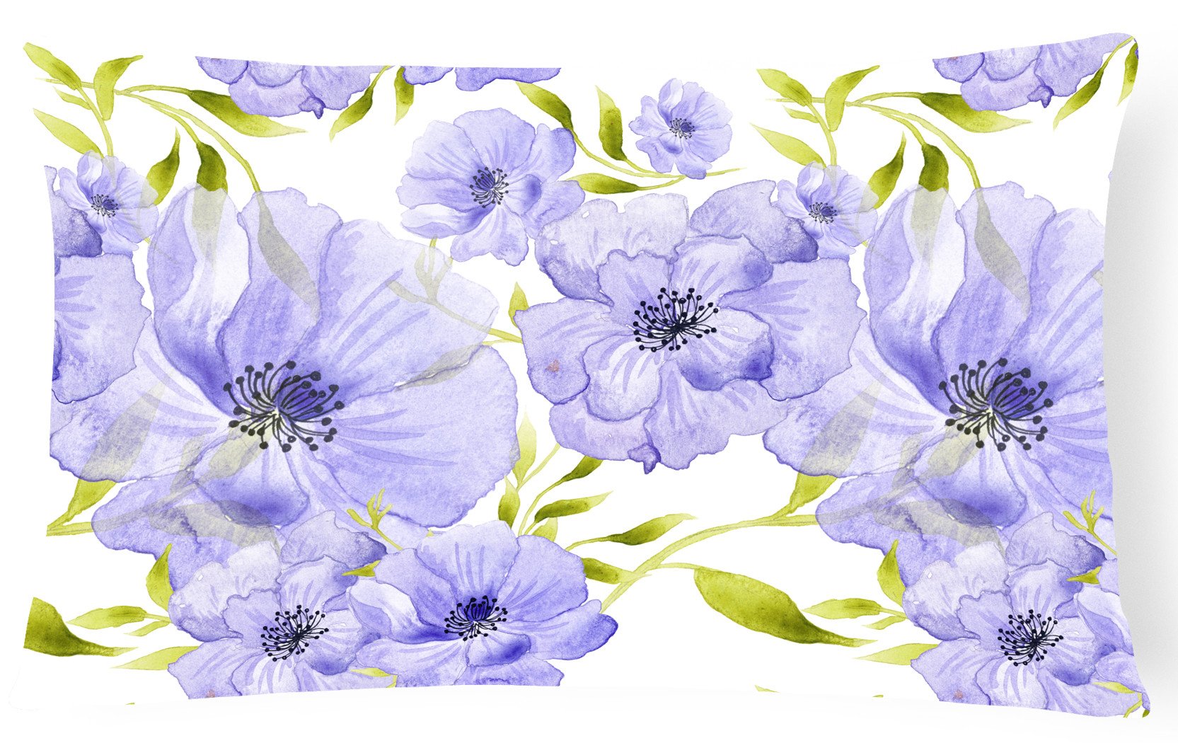 Watercolor Blue Flowers Canvas Fabric Decorative Pillow BB7491PW1216 by Caroline's Treasures