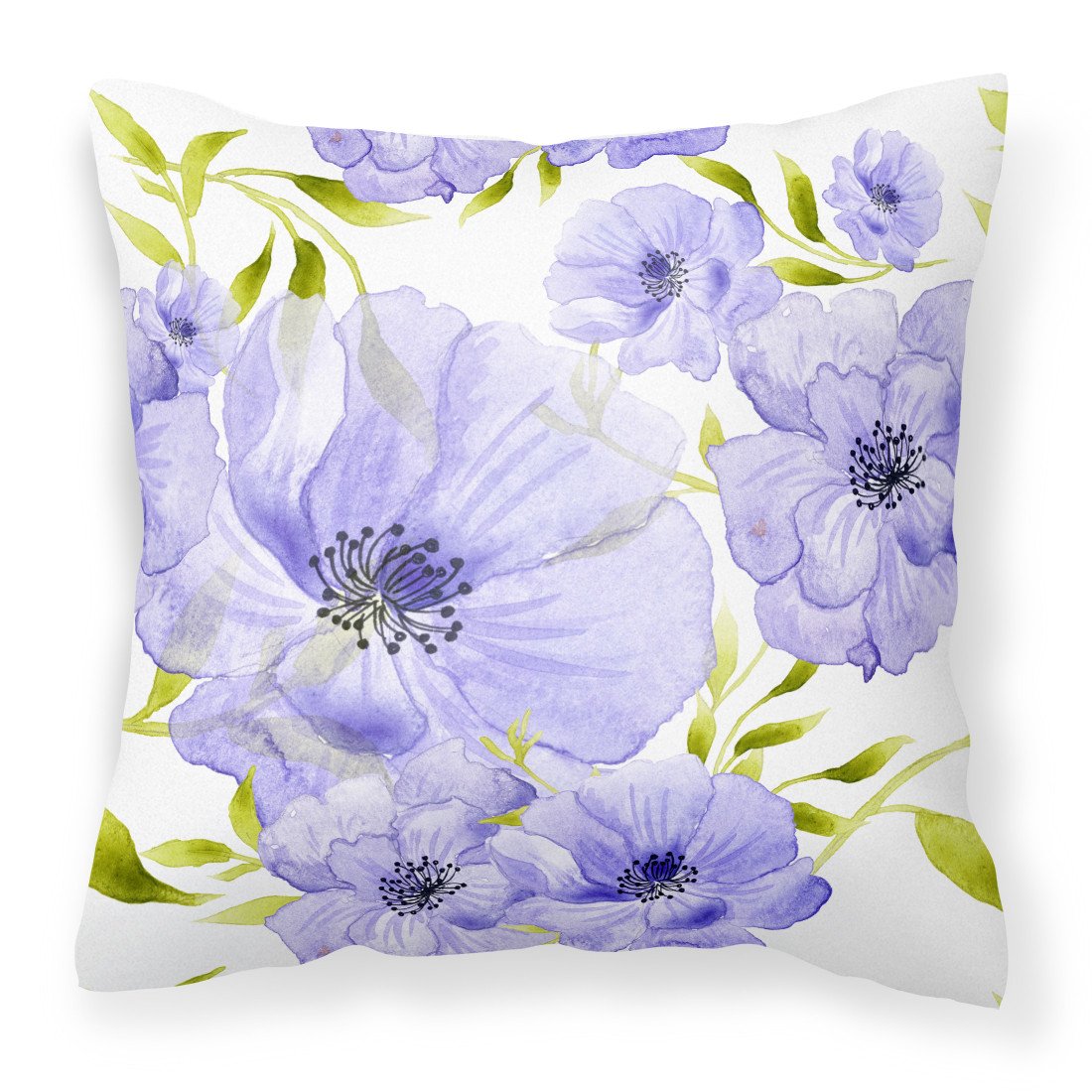 Watercolor Blue Flowers Fabric Decorative Pillow BB7491PW1818 by Caroline's Treasures