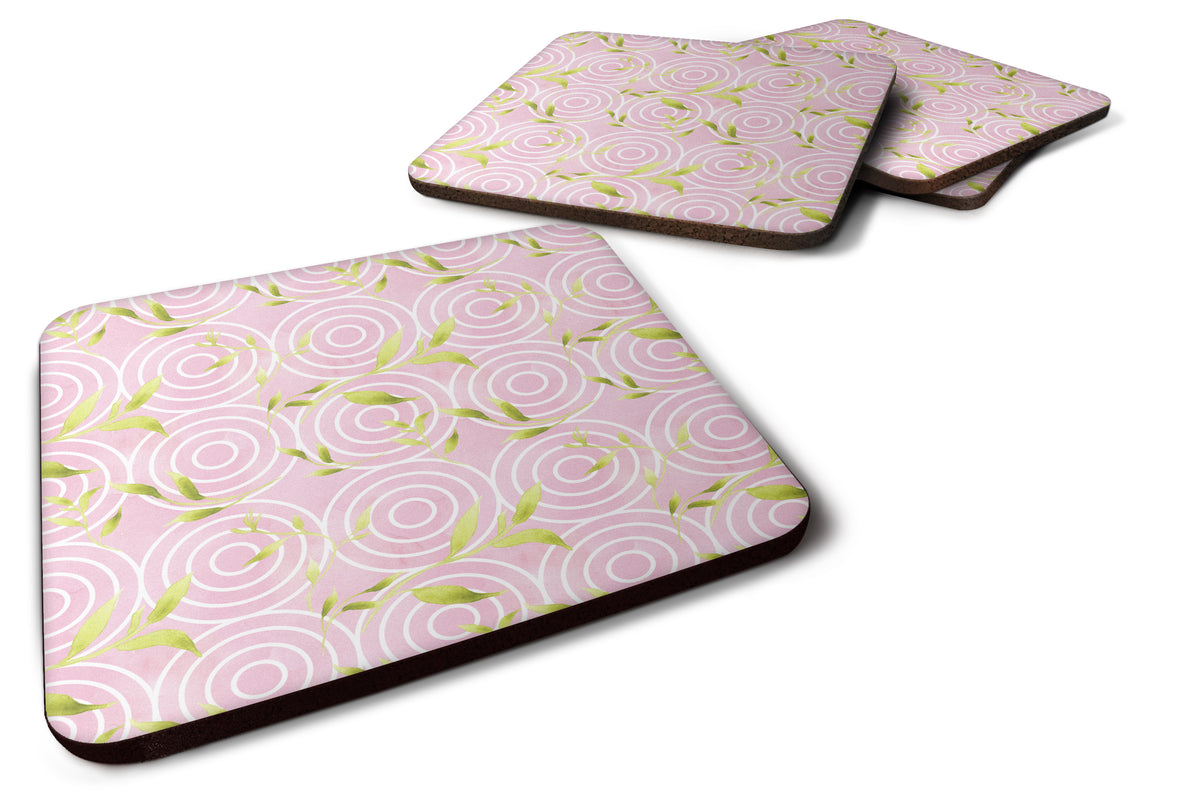 Gemoetric Circles on Pink Watercolor Foam Coaster Set of 4 BB7492FC - the-store.com