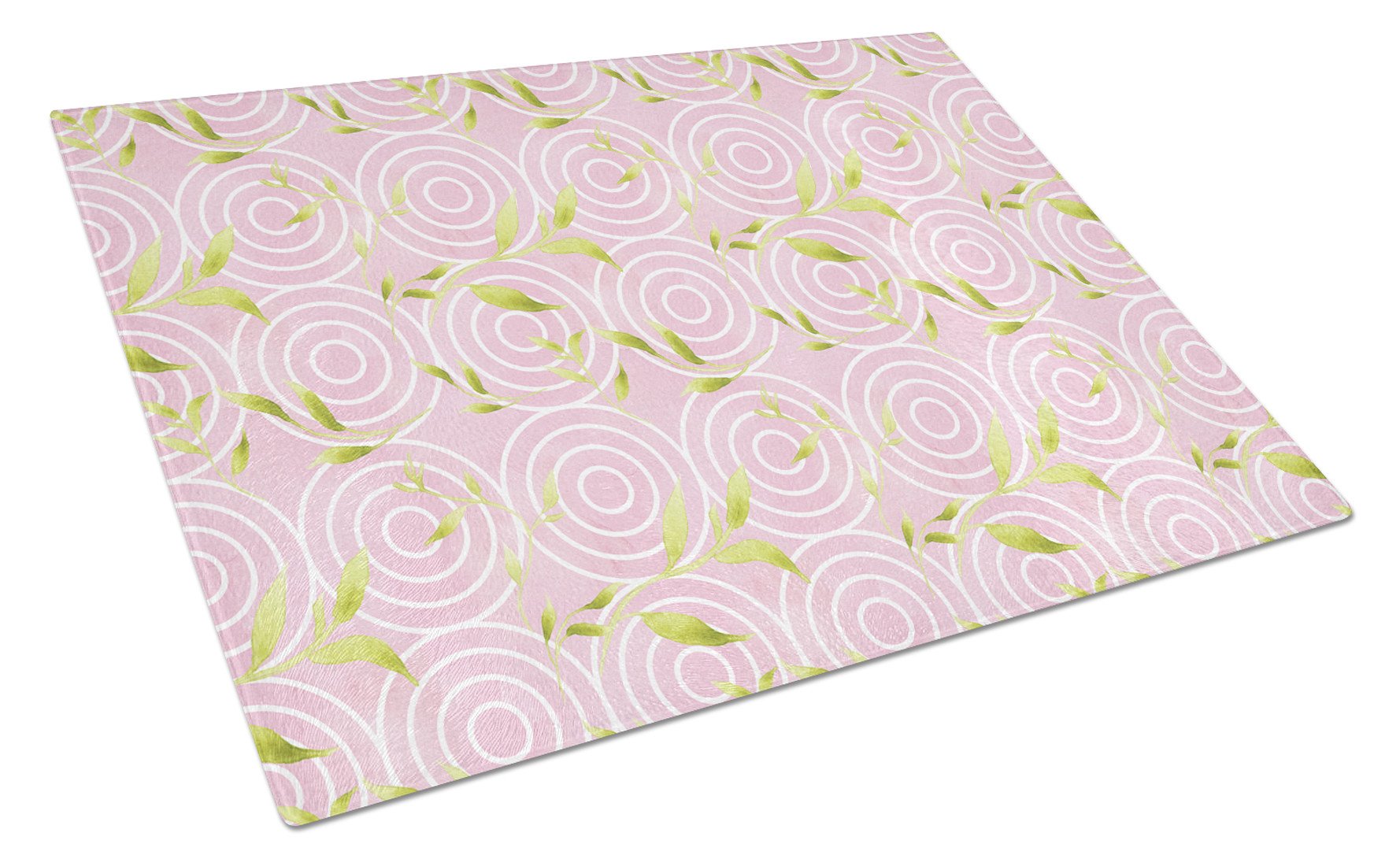 Gemoetric Circles on Pink Watercolor Glass Cutting Board Large BB7492LCB by Caroline's Treasures