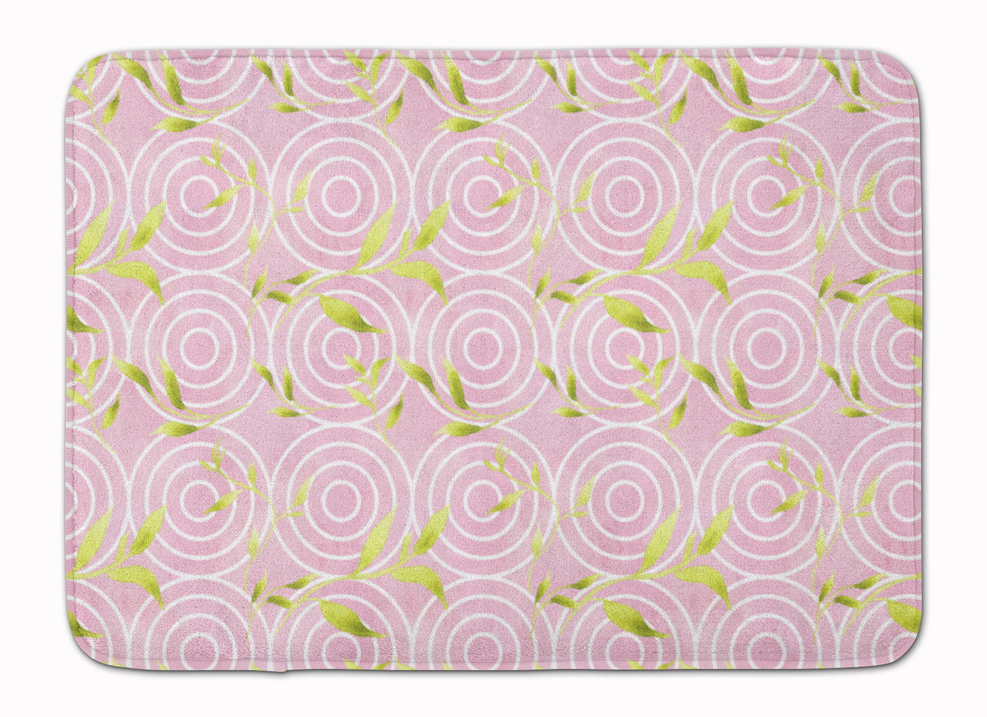 Gemoetric Circles on Pink Watercolor Machine Washable Memory Foam Mat BB7492RUG - the-store.com