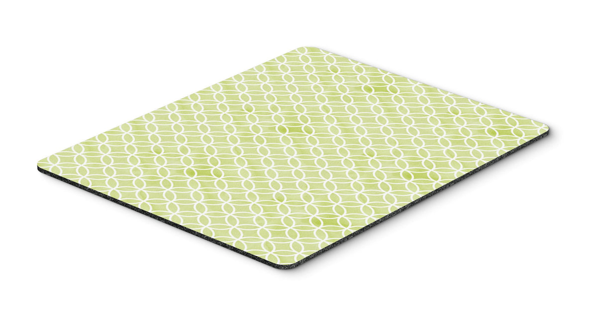 Gemoetric Circles on Green Watercolor Mouse Pad, Hot Pad or Trivet BB7493MP by Caroline&#39;s Treasures
