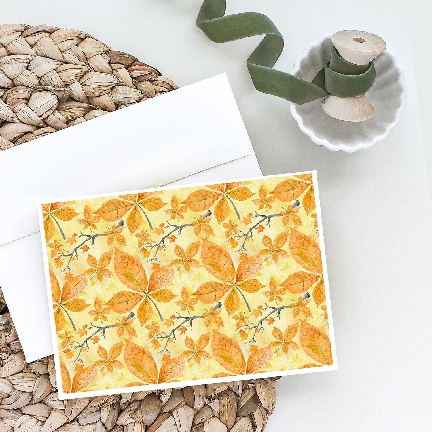Fall Leaves and Branches Greeting Cards and Envelopes Pack of 8 - the-store.com