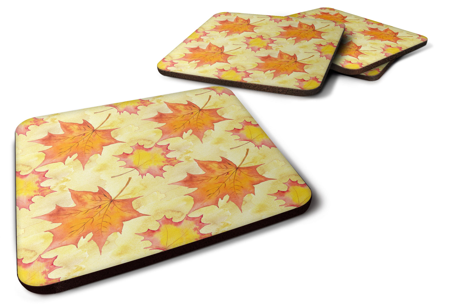 Fall Leaves Scattered Foam Coaster Set of 4 BB7496FC - the-store.com