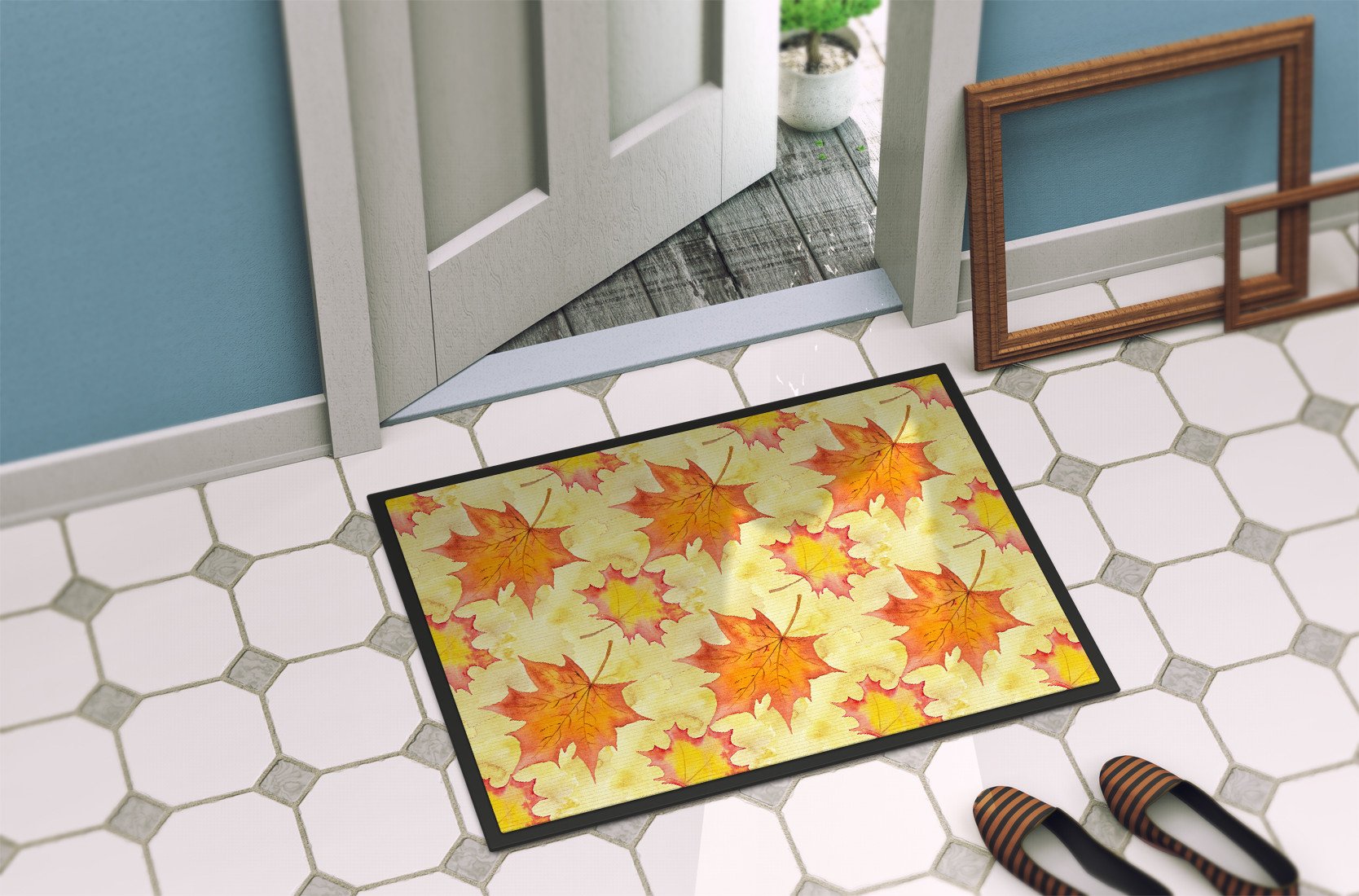 Fall Leaves Scattered Indoor or Outdoor Mat 24x36 BB7496JMAT by Caroline's Treasures