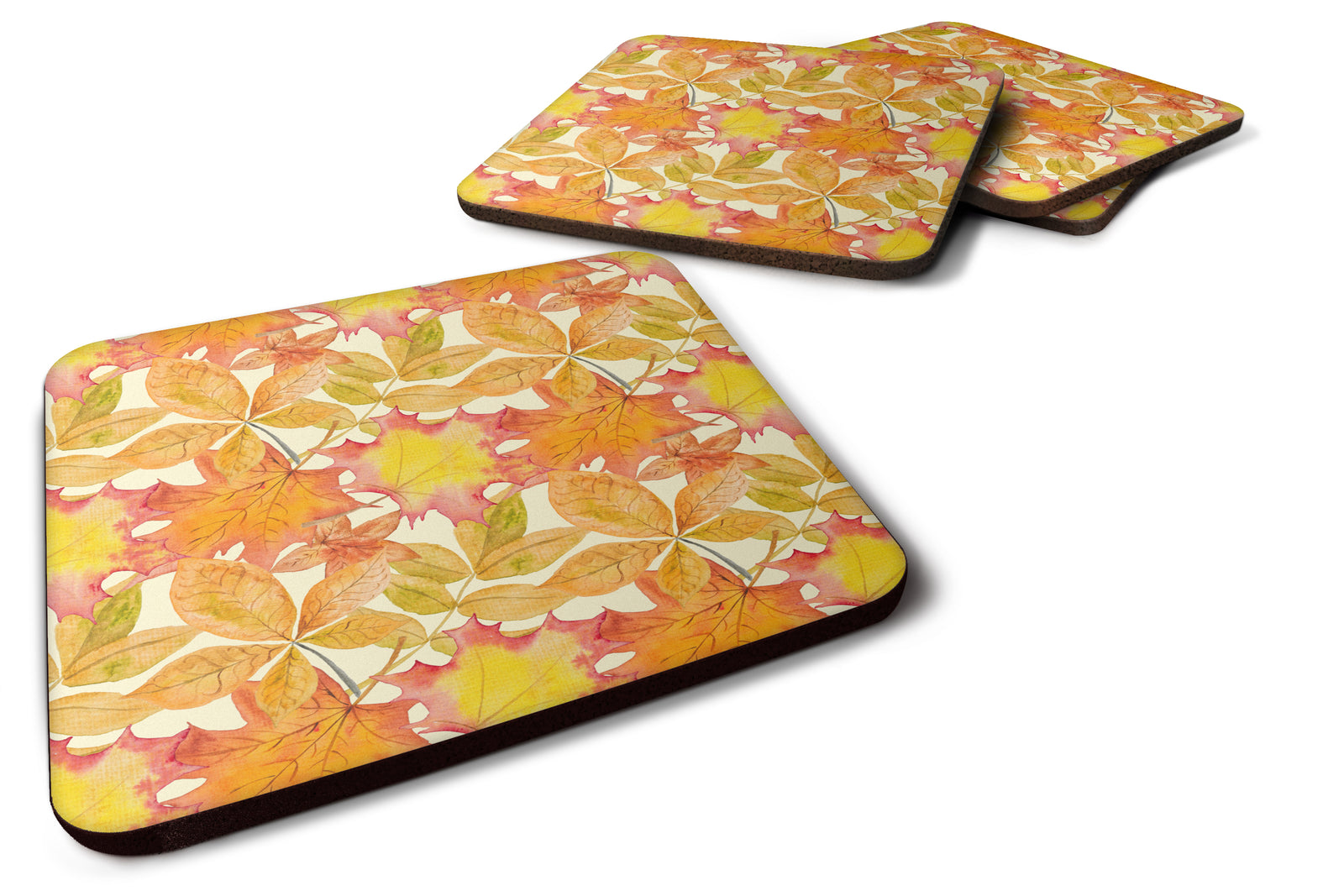 Caroline's Treasures Fall Leaves Watercolor Foam Coaster BB7497FC