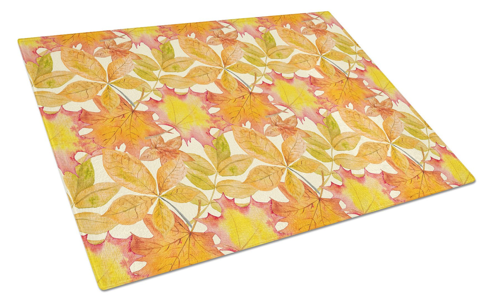 Fall Leaves Watercolor Glass Cutting Board Large BB7497LCB by Caroline's Treasures