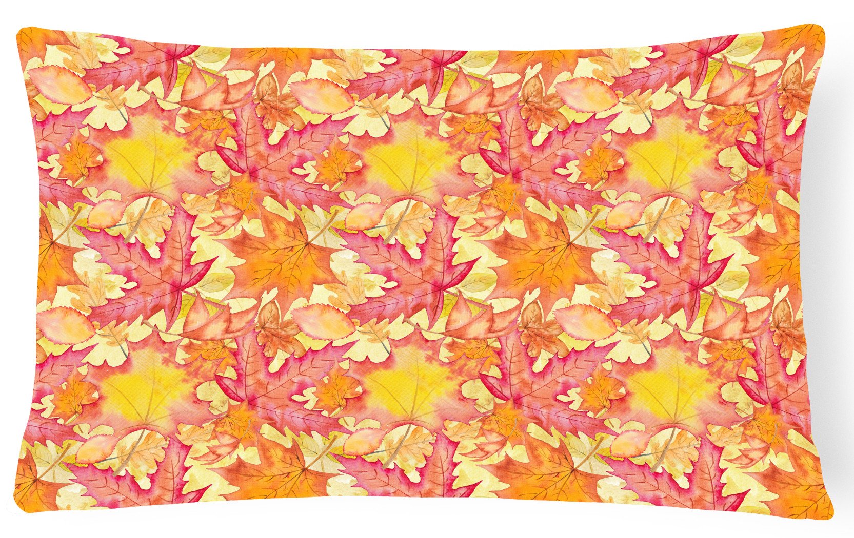 Fall Leaves Watercolor Red Canvas Fabric Decorative Pillow BB7498PW1216 by Caroline's Treasures