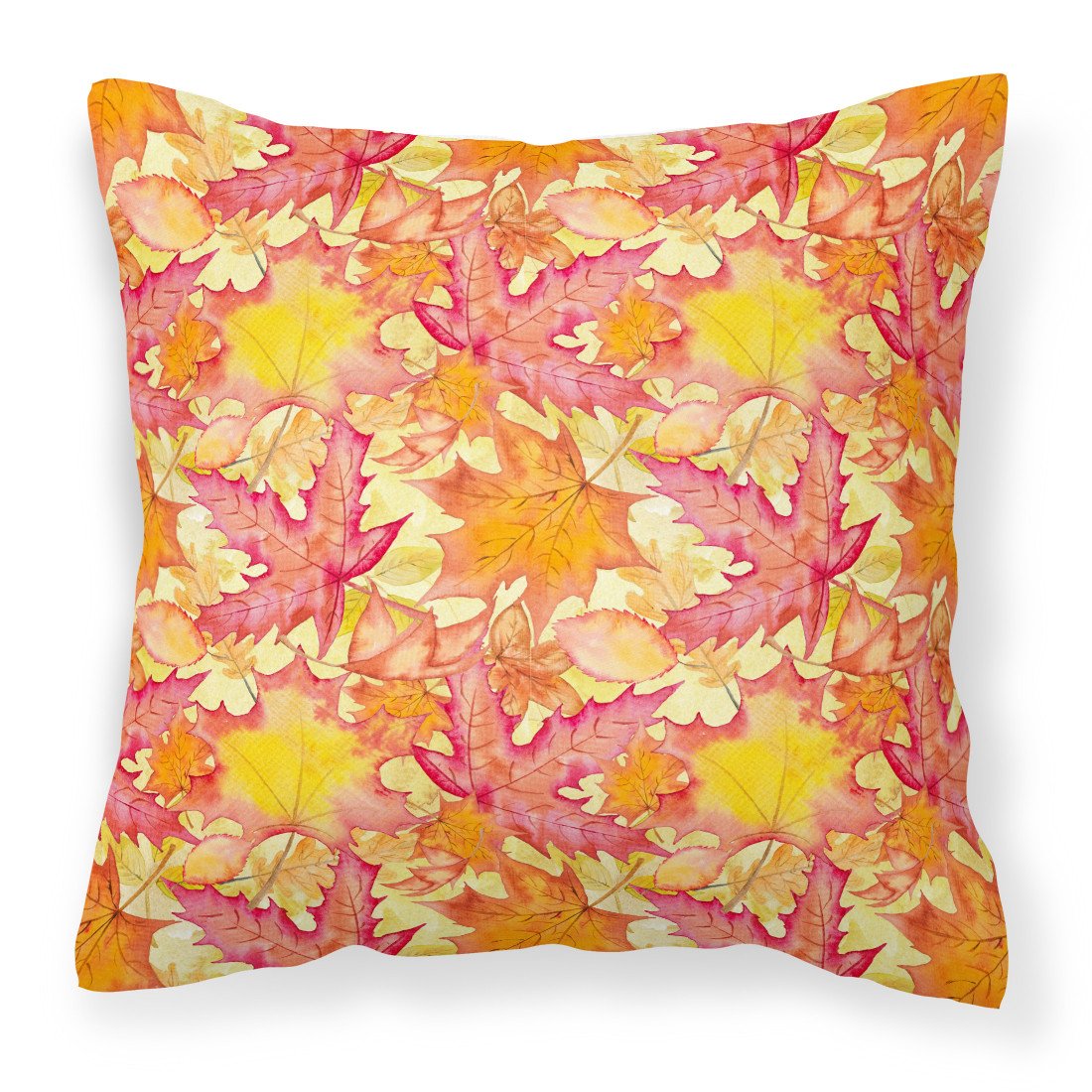Fall Leaves Watercolor Red Fabric Decorative Pillow BB7498PW1818 by Caroline's Treasures