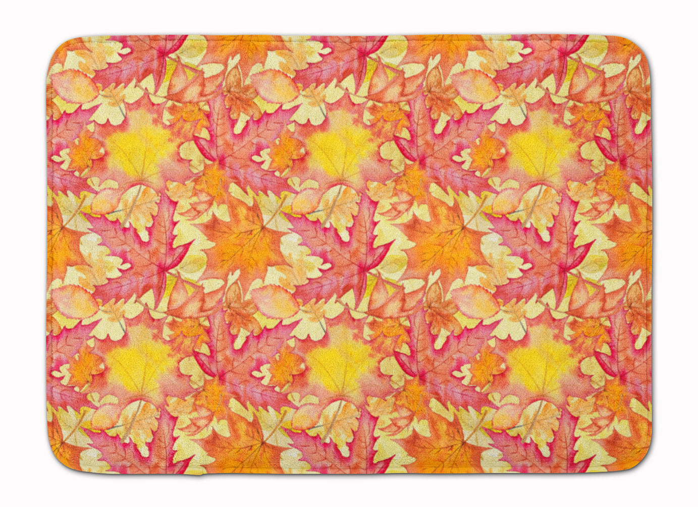 Fall Leaves Watercolor Red Machine Washable Memory Foam Mat BB7498RUG - the-store.com