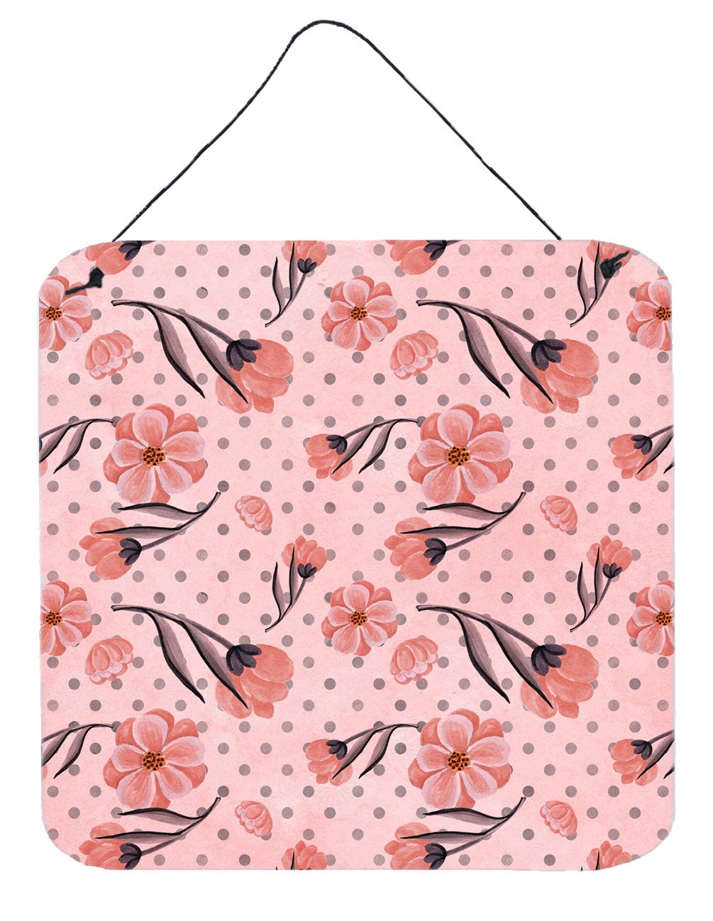 Pink Flowers and Polka Dots Wall or Door Hanging Prints BB7499DS66 by Caroline's Treasures