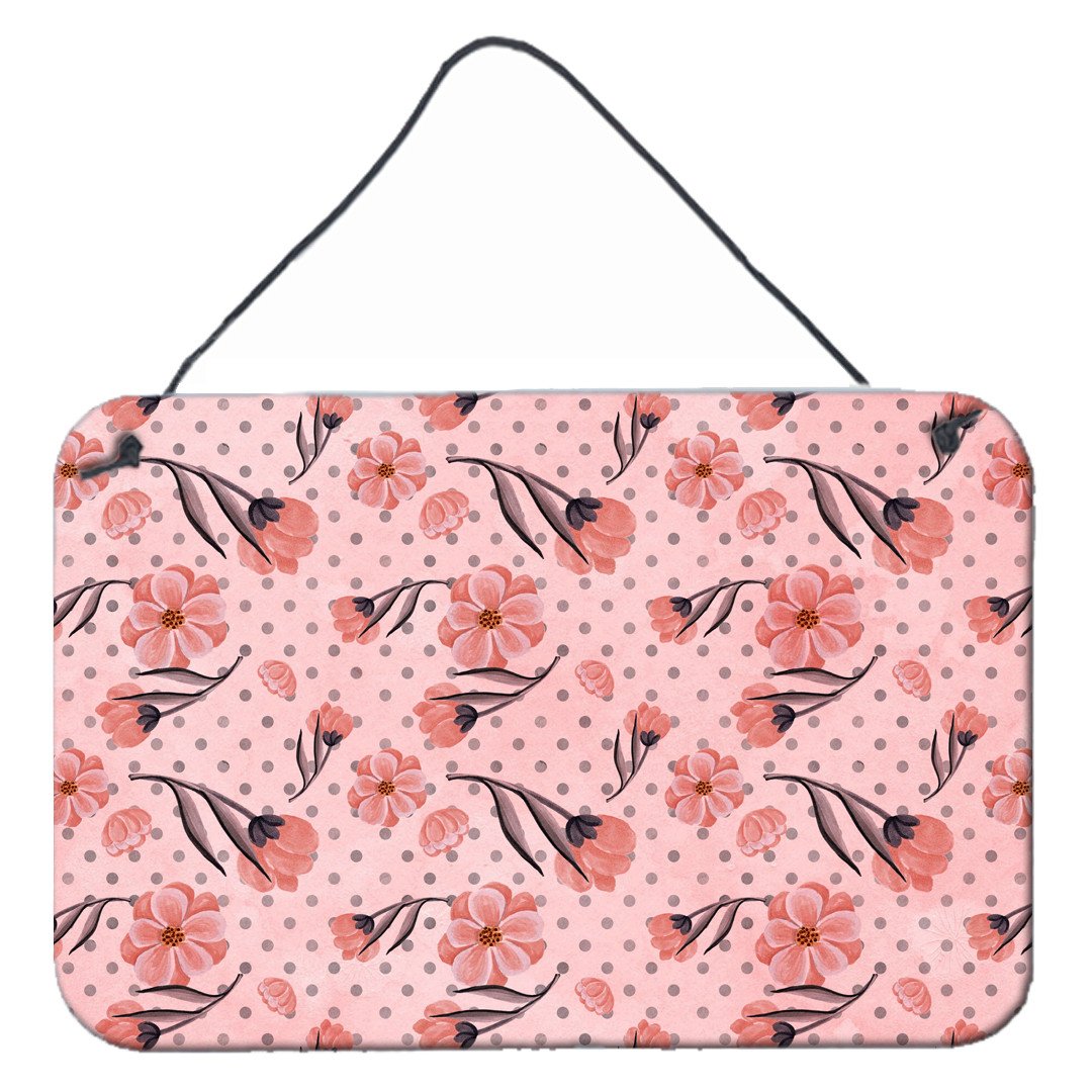 Pink Flowers and Polka Dots Wall or Door Hanging Prints BB7499DS812 by Caroline&#39;s Treasures