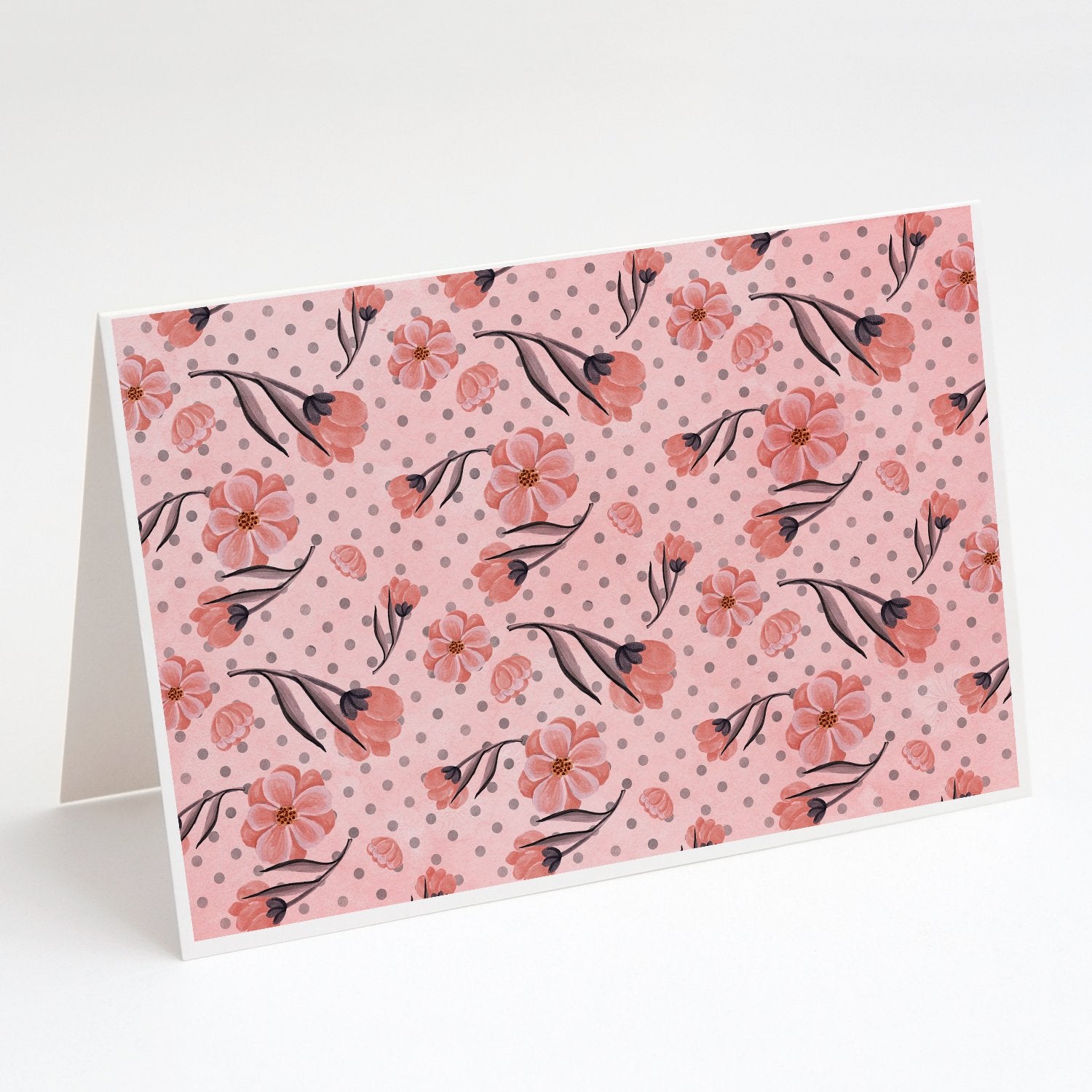 Buy this Pink Flowers and Polka Dots Greeting Cards and Envelopes Pack of 8