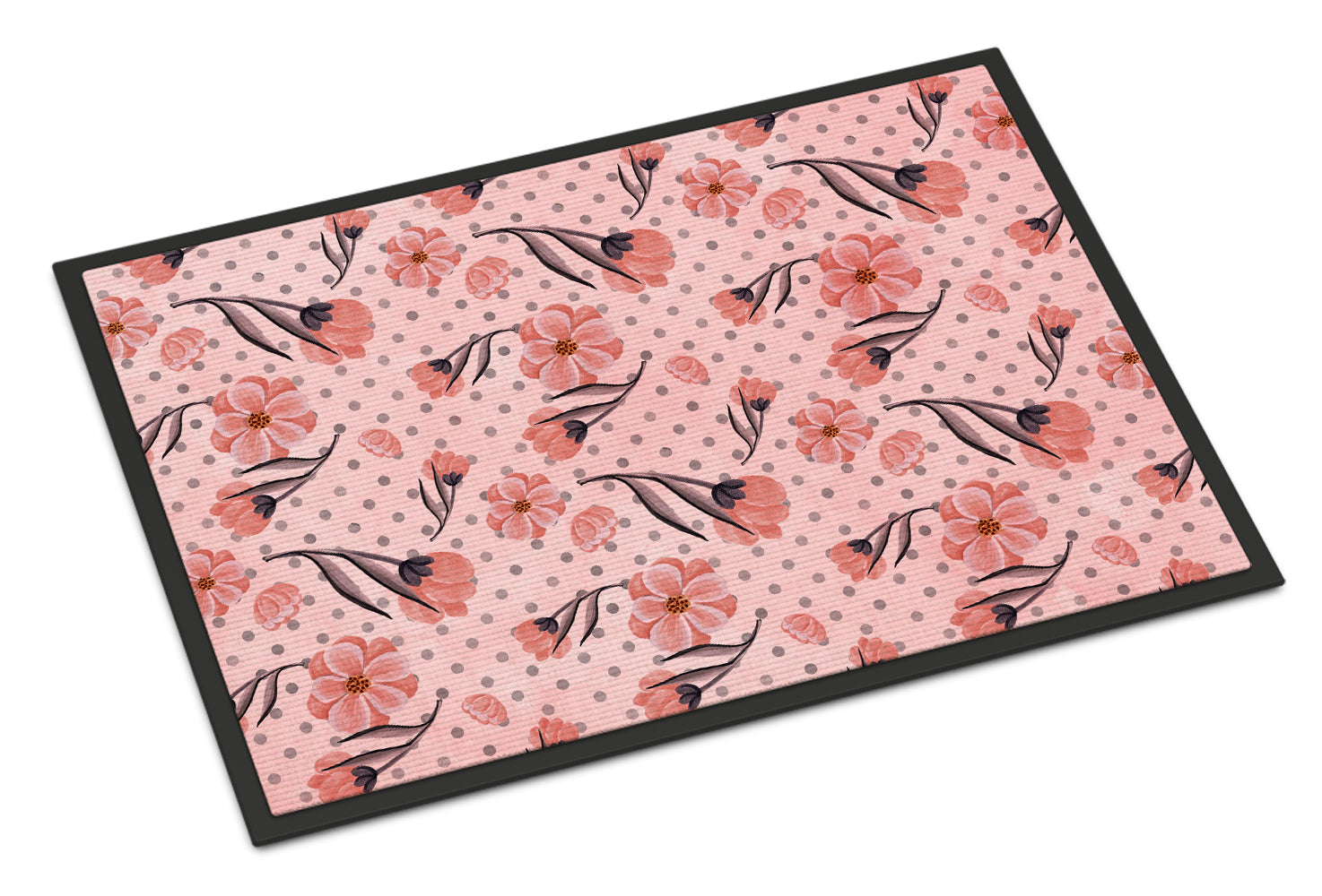 Pink Flowers and Polka Dots Indoor or Outdoor Mat 18x27 BB7499MAT - the-store.com