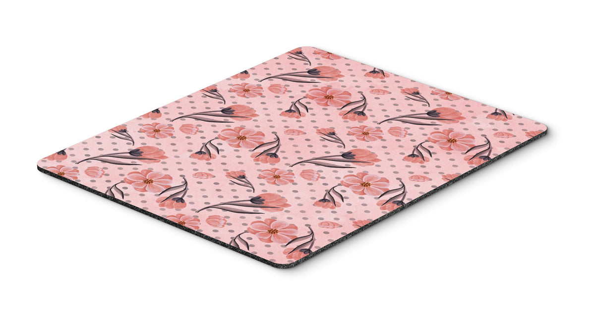 Pink Flowers and Polka Dots Mouse Pad, Hot Pad or Trivet BB7499MP by Caroline&#39;s Treasures