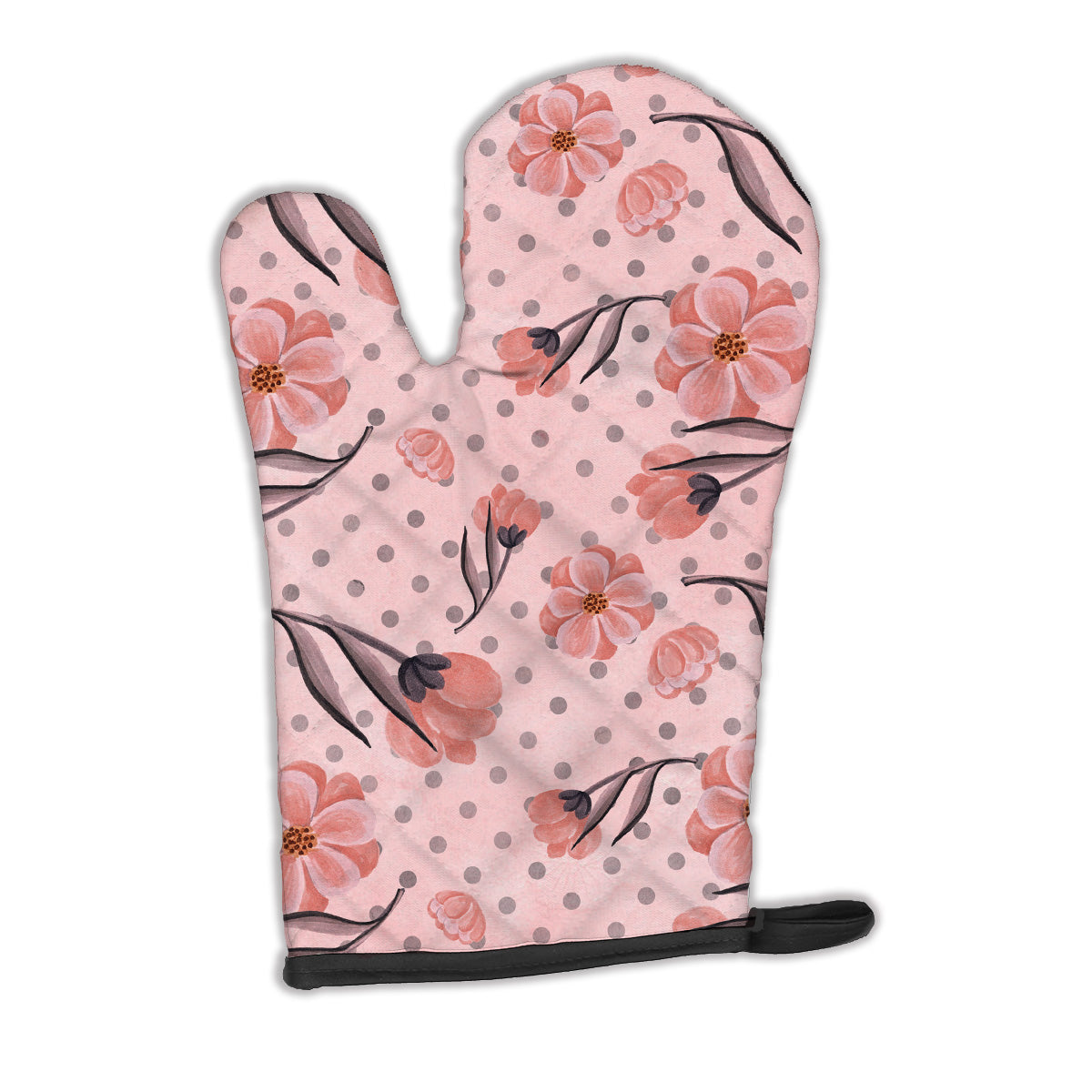 Pink Flowers and Polka Dots Oven Mitt BB7499OVMT
