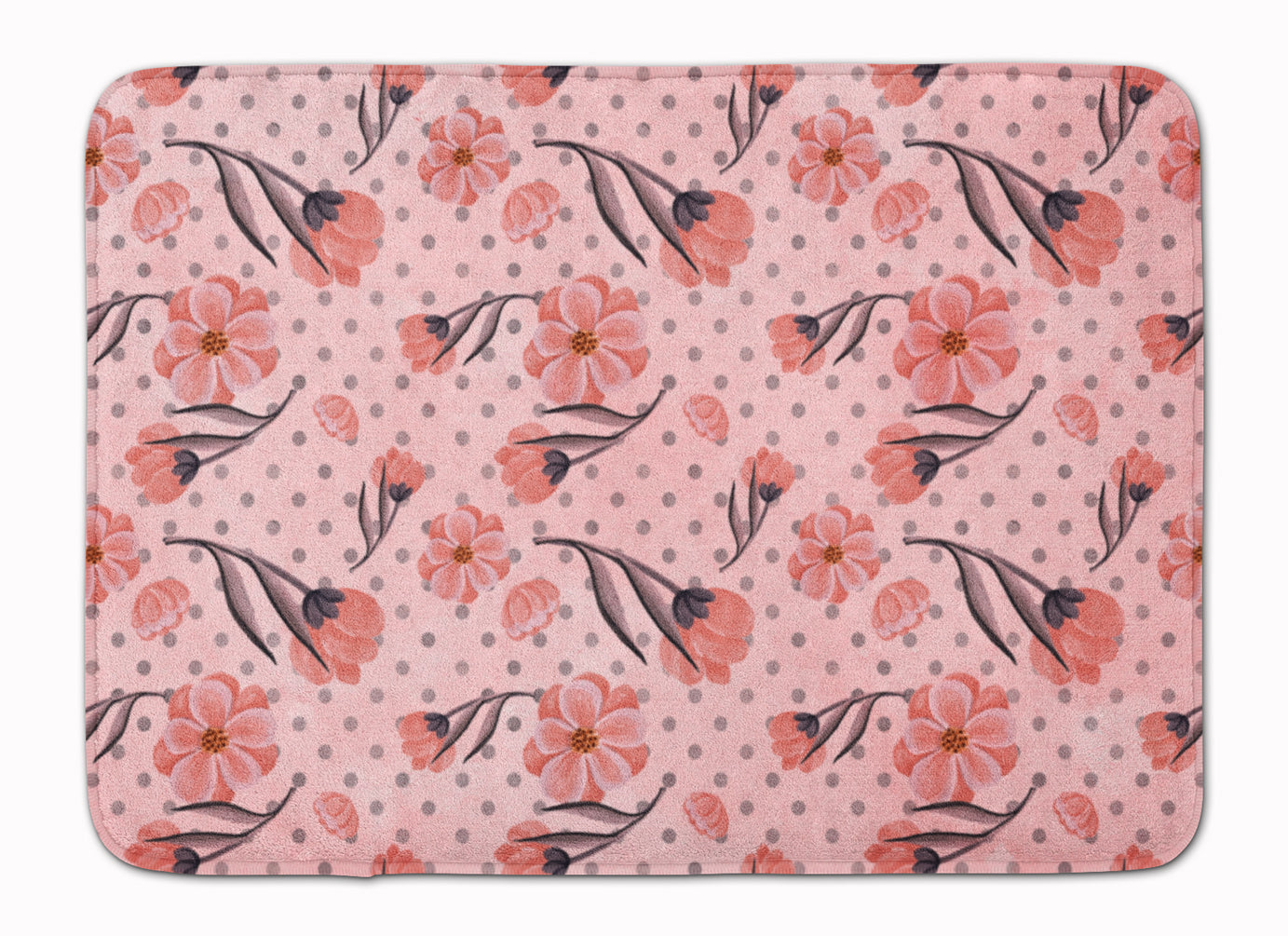 Pink Flowers and Polka Dots Machine Washable Memory Foam Mat BB7499RUG - the-store.com