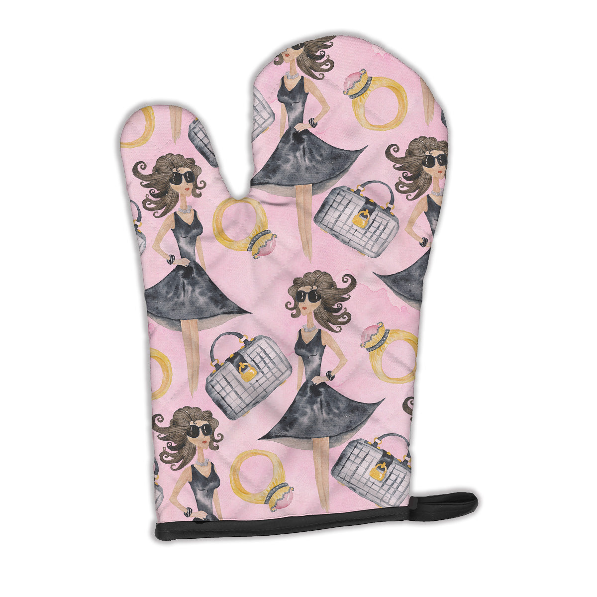 Watercolor Fashion Diva on Pink Oven Mitt BB7500OVMT  the-store.com.