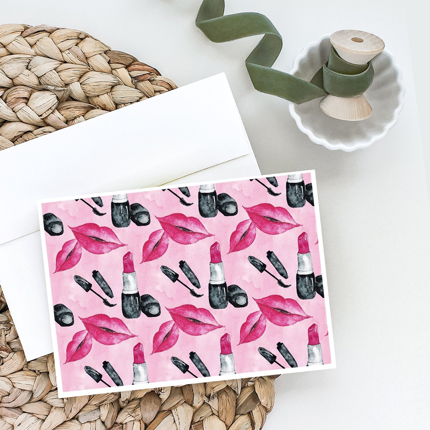 Watercolor Diva Lipstick  Greeting Cards and Envelopes Pack of 8 - the-store.com