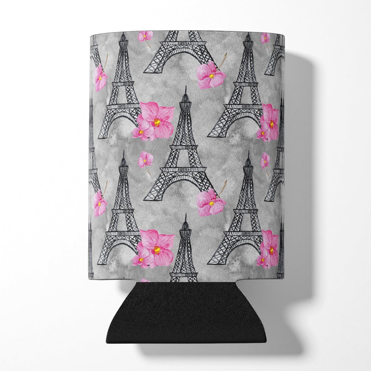 Watercolor Pink Flowers Eiffel Tower Can or Bottle Hugger BB7503CC