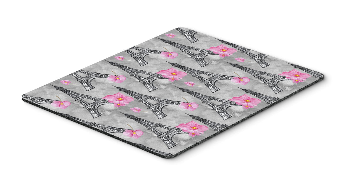 Watercolor Pink Flowers Eiffel Tower Mouse Pad, Hot Pad or Trivet BB7503MP by Caroline&#39;s Treasures