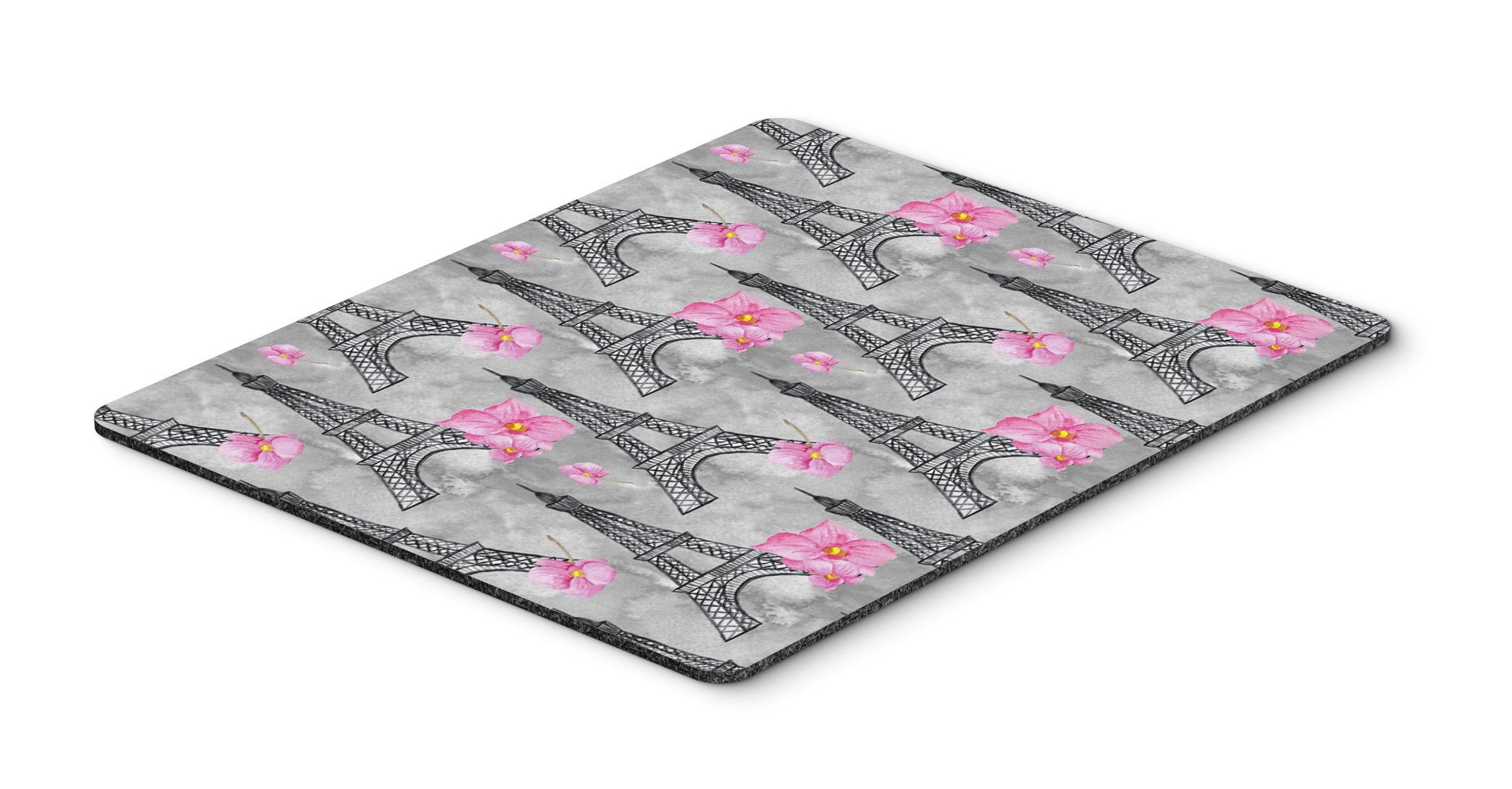 Watercolor Pink Flowers Eiffel Tower Mouse Pad, Hot Pad or Trivet BB7503MP by Caroline's Treasures