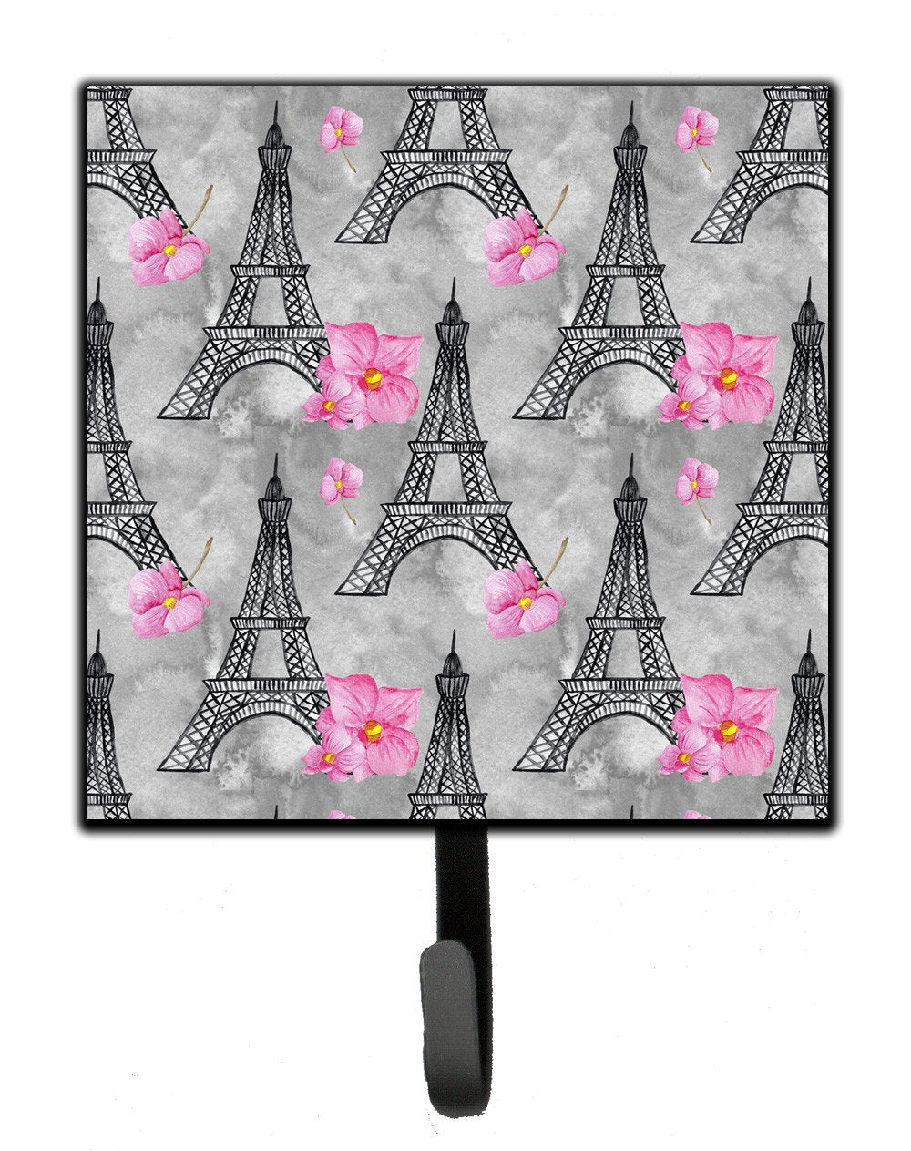 Watercolor Pink Flowers Eiffel Tower Leash or Key Holder BB7503SH4 by Caroline&#39;s Treasures