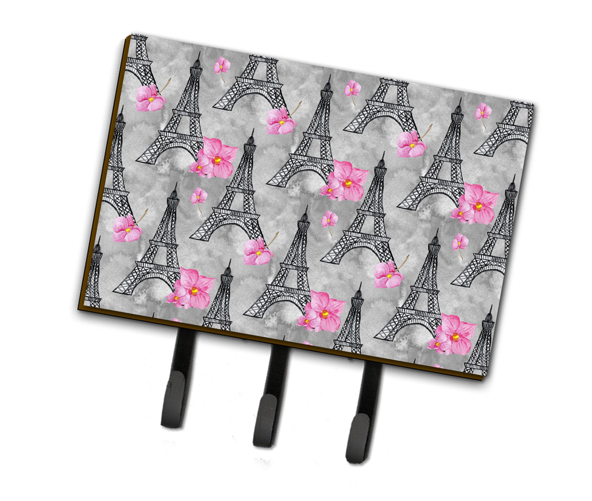Watercolor Pink Flowers Eiffel Tower Leash or Key Holder BB7503TH68