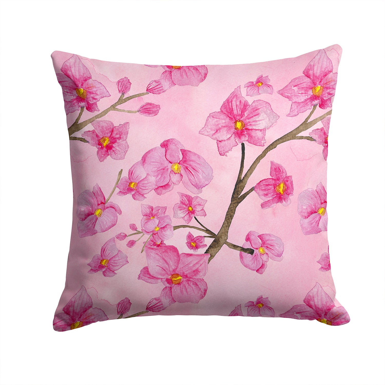 Watercolor Pink Flowers Fabric Decorative Pillow BB7505PW1414 - the-store.com