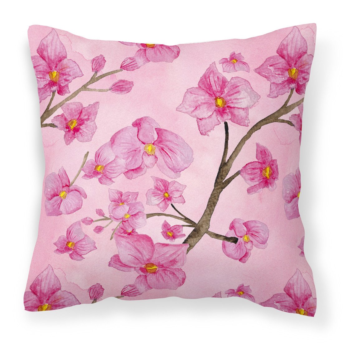 Watercolor Pink Flowers Fabric Decorative Pillow BB7505PW1818 by Caroline's Treasures
