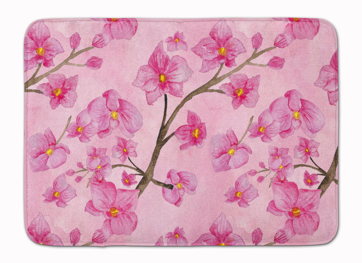 Watercolor Pink Flowers Machine Washable Memory Foam Mat BB7505RUG - the-store.com
