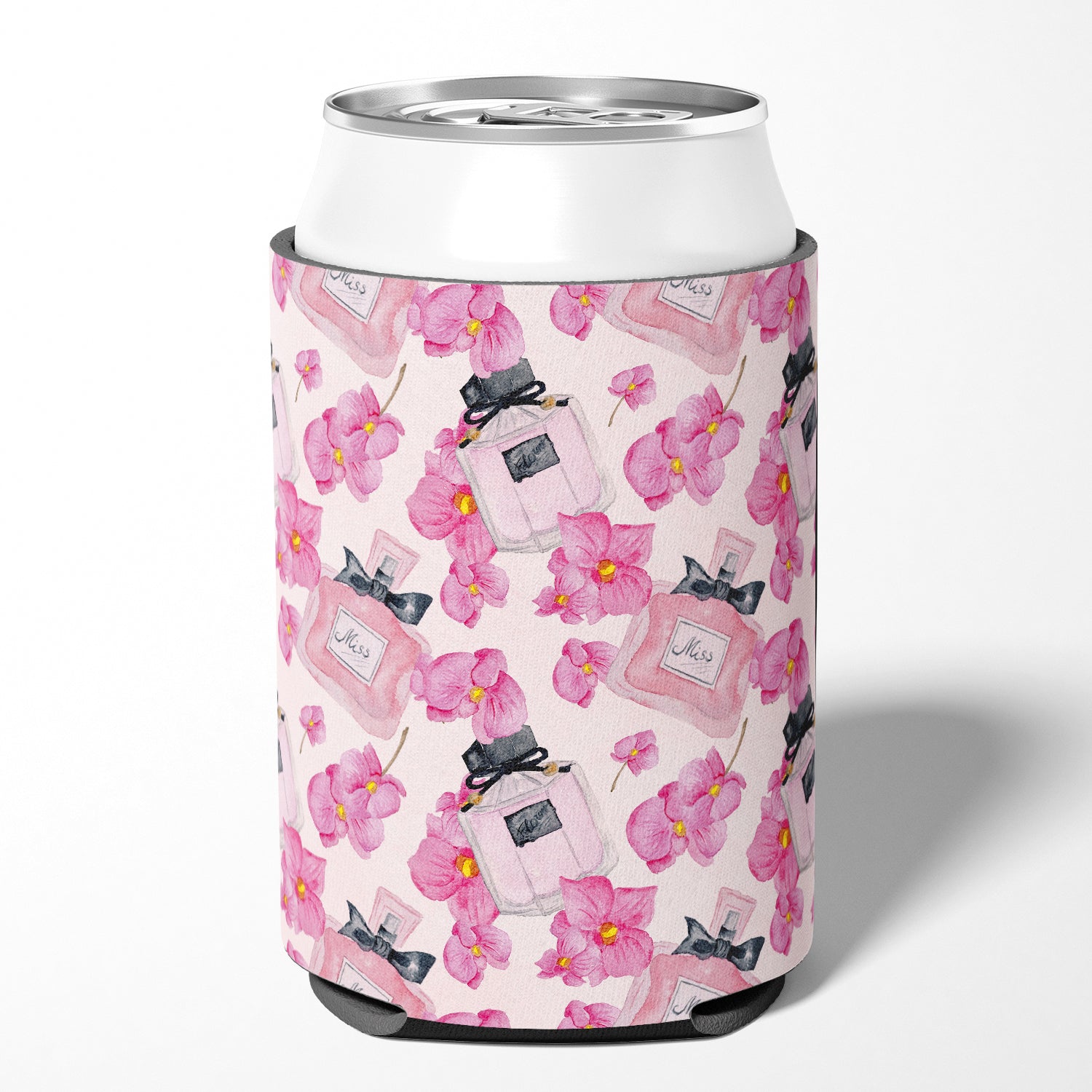 Watercolor Pink Flowers and Perfume Can or Bottle Hugger BB7510CC