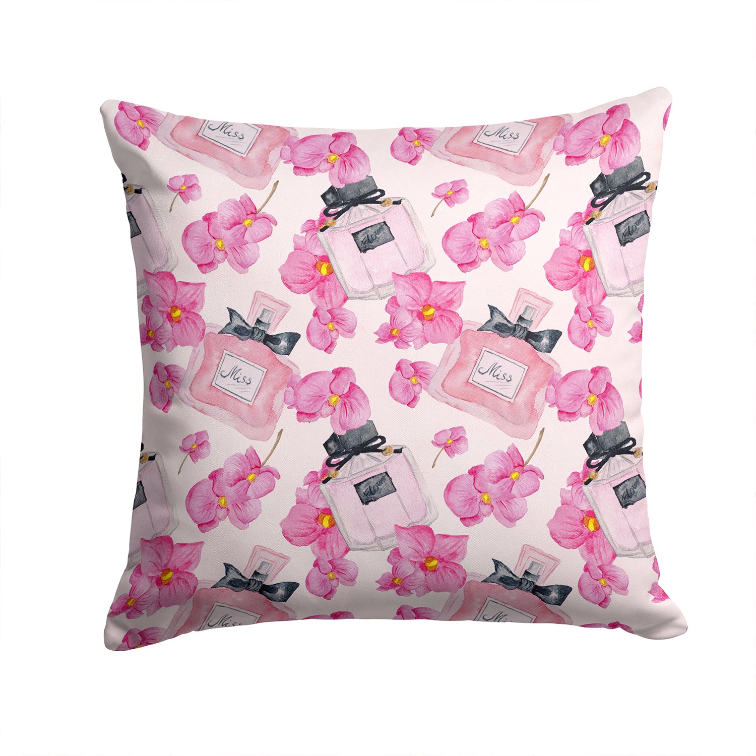 Watercolor Pink Flowers and Perfume Fabric Decorative Pillow BB7510PW1414 - the-store.com
