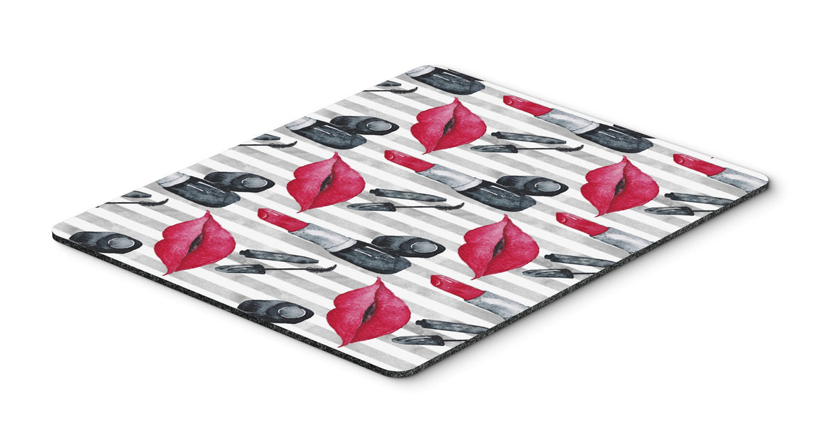 Watercolor Lipstick and Grey Stripes Mouse Pad, Hot Pad or Trivet BB7512MP by Caroline&#39;s Treasures
