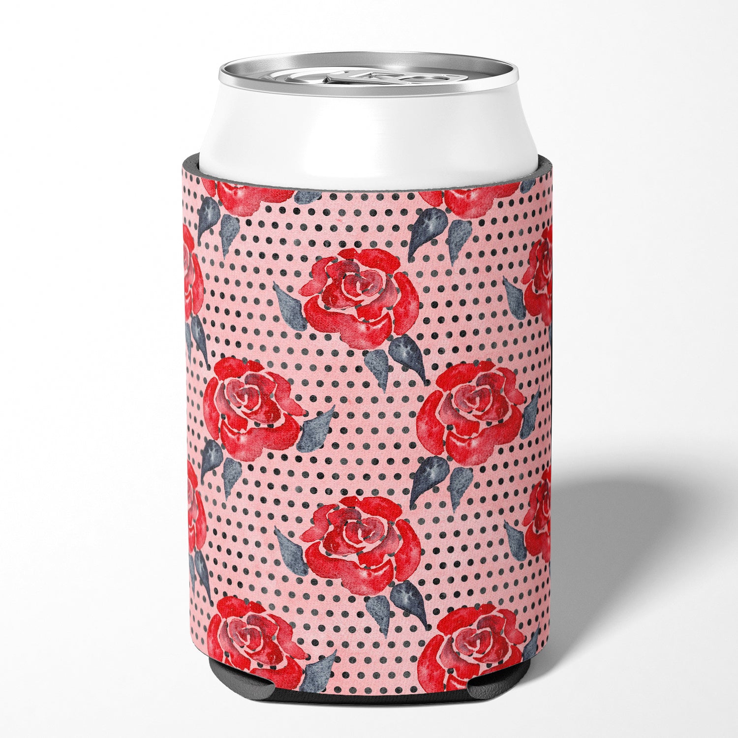 Watercolor Red Roses and Polkadots Can or Bottle Hugger BB7513CC  the-store.com.