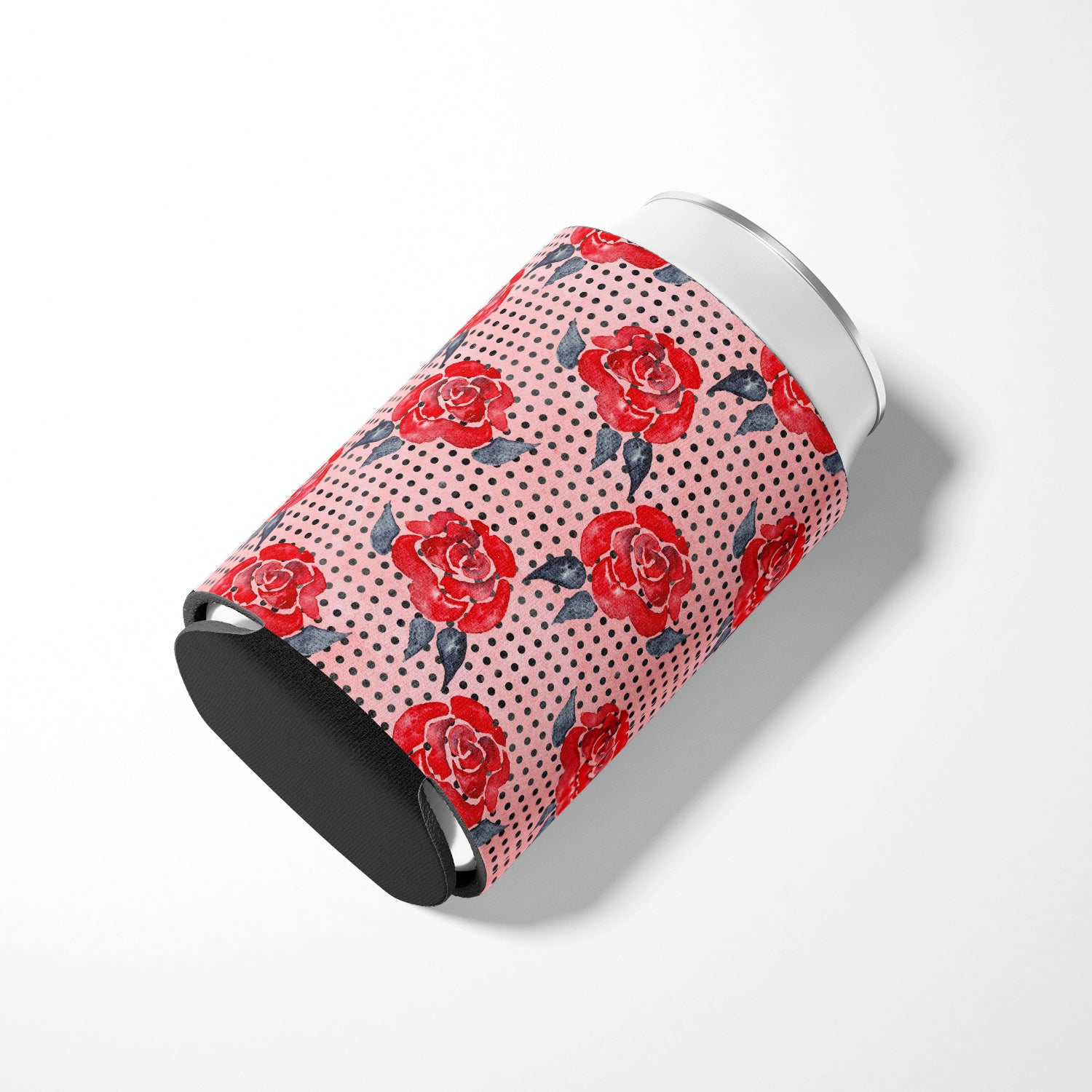 Watercolor Red Roses and Polkadots Can or Bottle Hugger BB7513CC