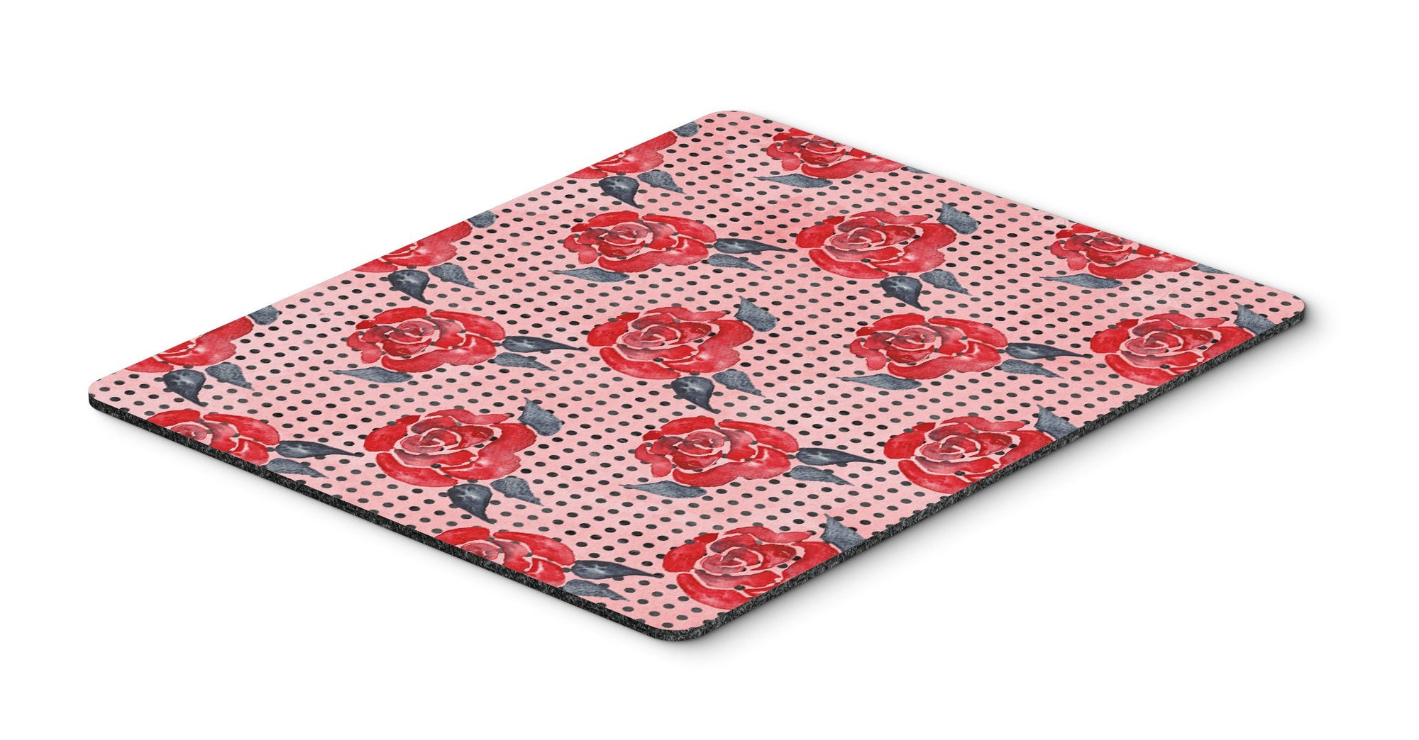 Watercolor Red Roses and Polkadots Mouse Pad, Hot Pad or Trivet BB7513MP by Caroline's Treasures