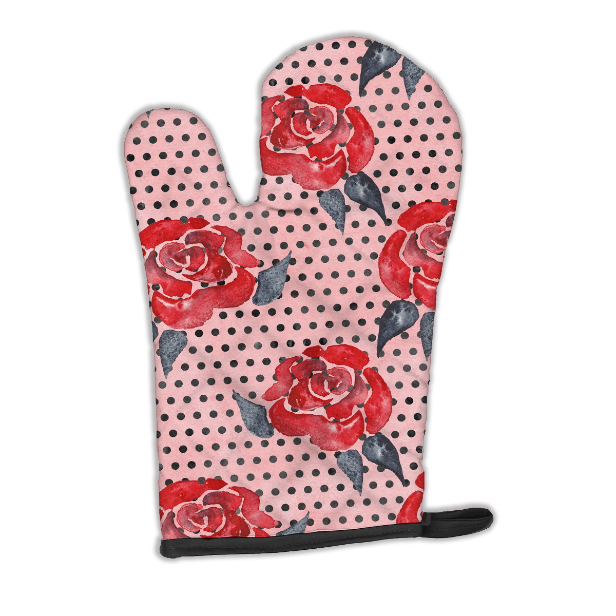 Watercolor Red Roses and Polkadots Oven Mitt BB7513OVMT